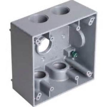 1/2" Metallic Weatherproof Box, 3 Hole, Single Gang